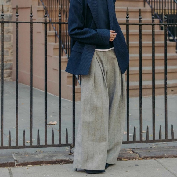 NEW Hayes Herringbone Tweed Wide Leg Pants - Picture 1 of 6